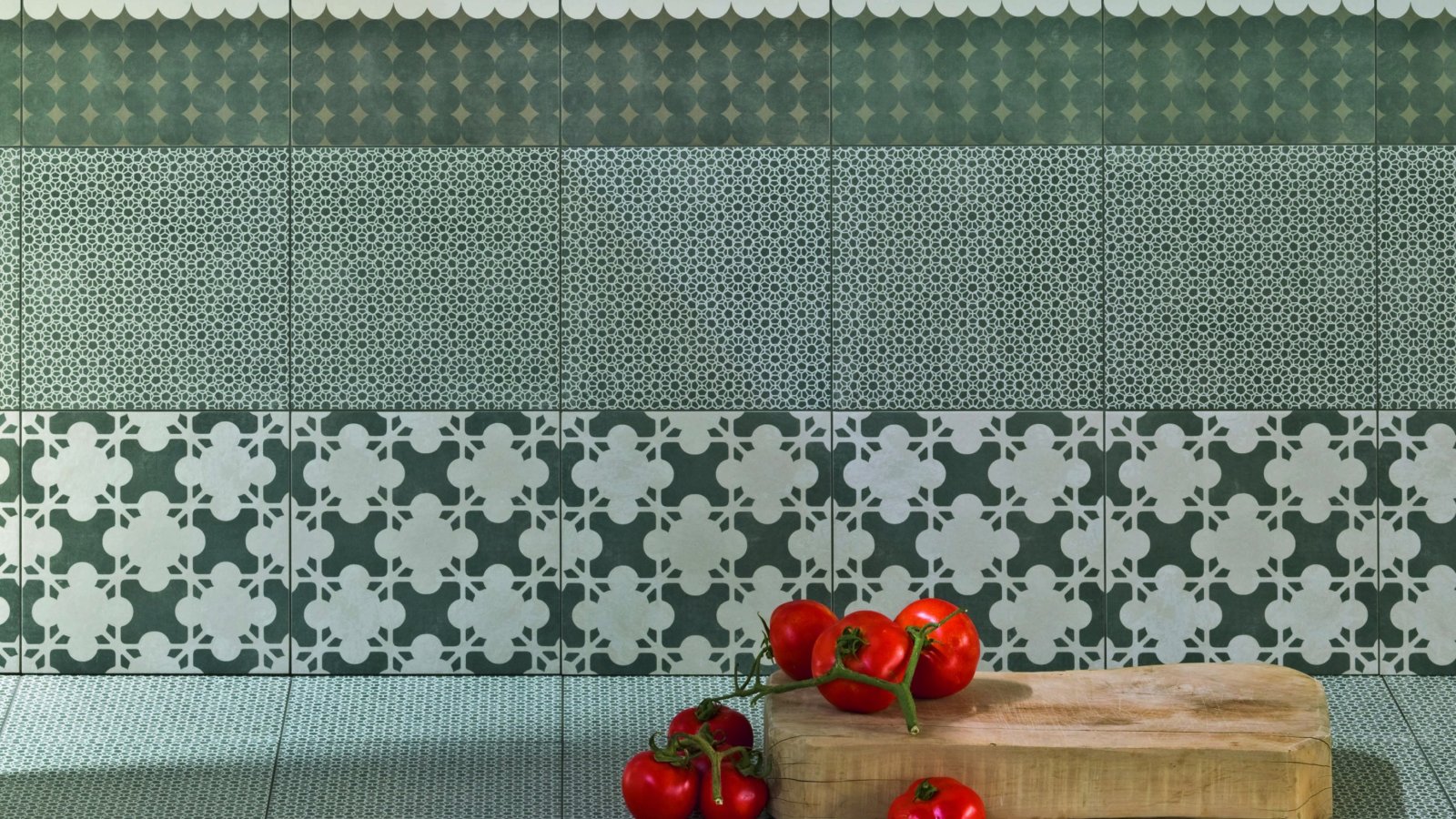 Détail du motif Azulej Trama en grès Mutina
