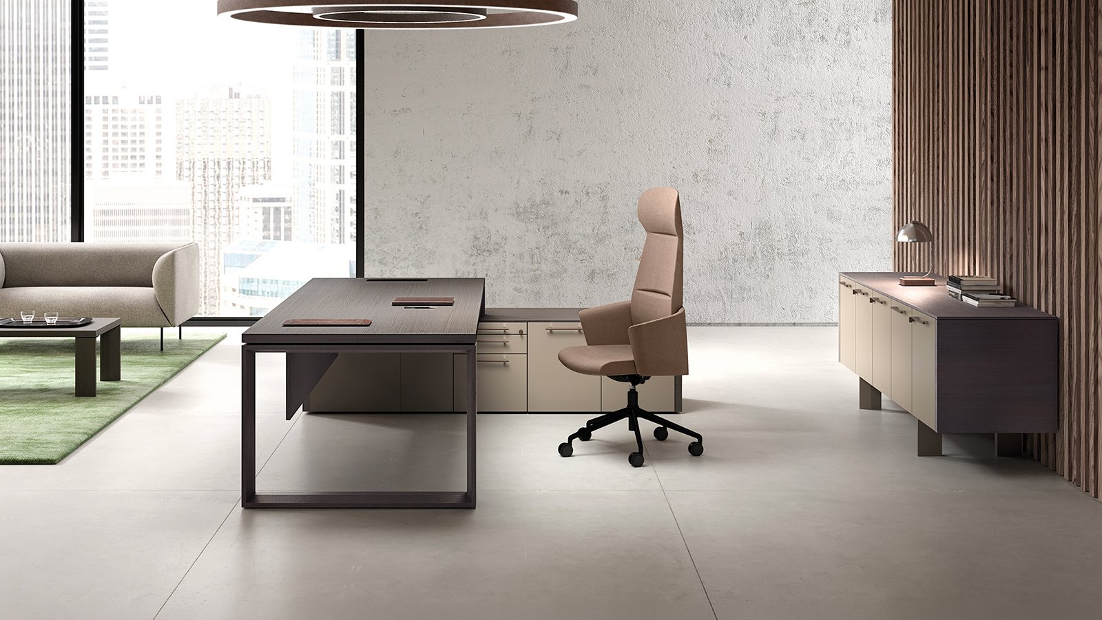 Bureau de direction Arche de Bralco avec plateau en chêne encadré