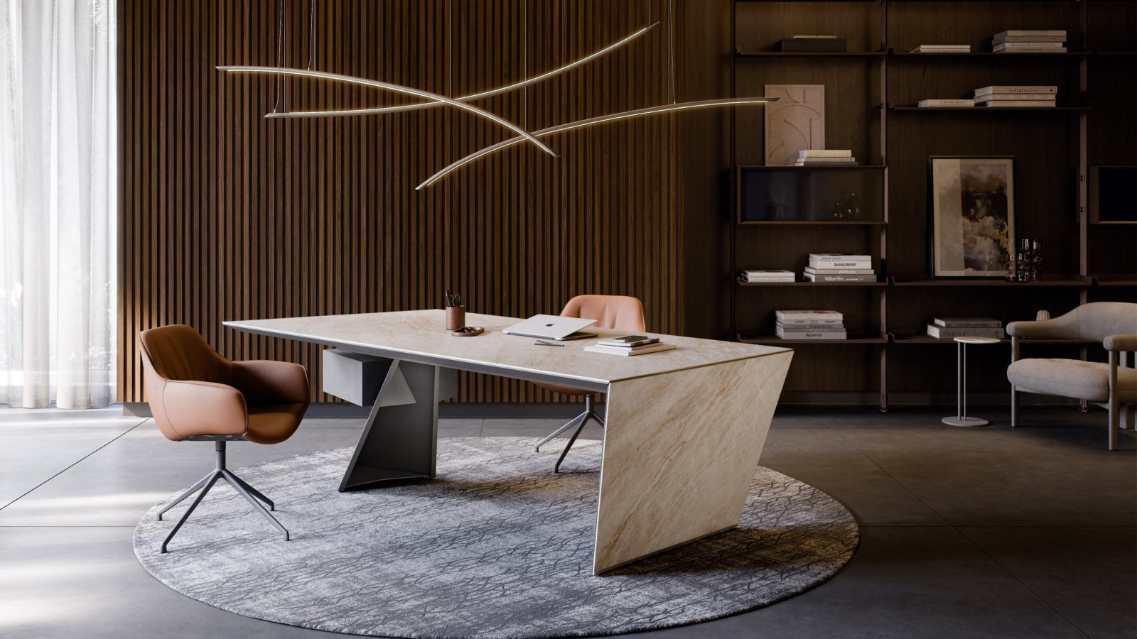Bureau design Nasdaq de Cattelan Italia au pied en acier diagonal