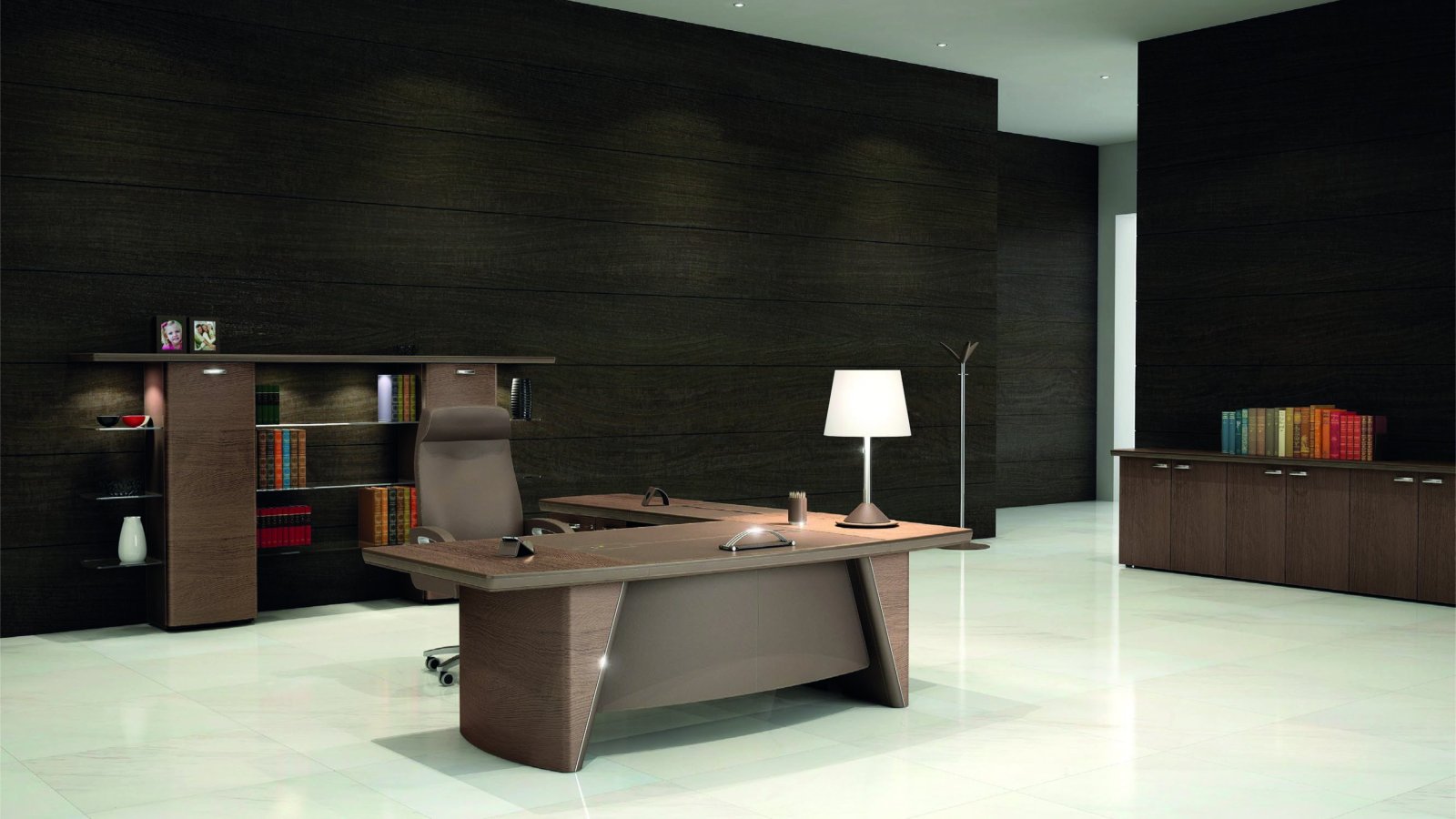 Fil lumière plaqué or 24 carats sur le côté d'un bureau iSixty Luxury