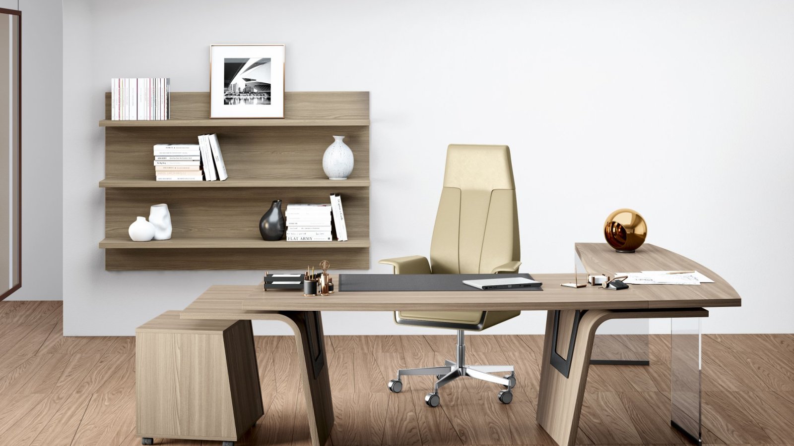 Bureau Larus de Della Rovere en verre