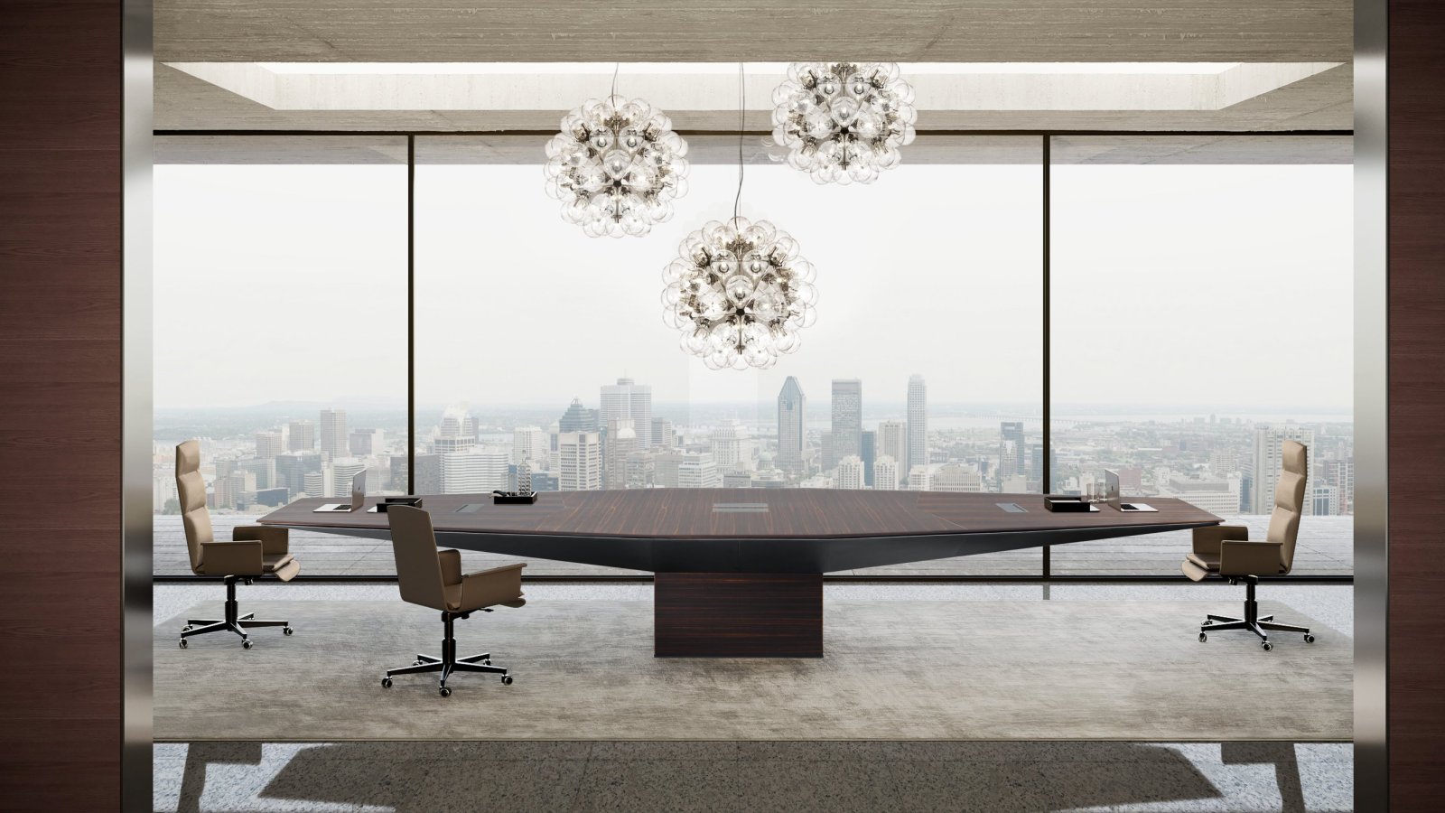 Table de réunion Euclideo d i4Mariani avec fauteuils Wing