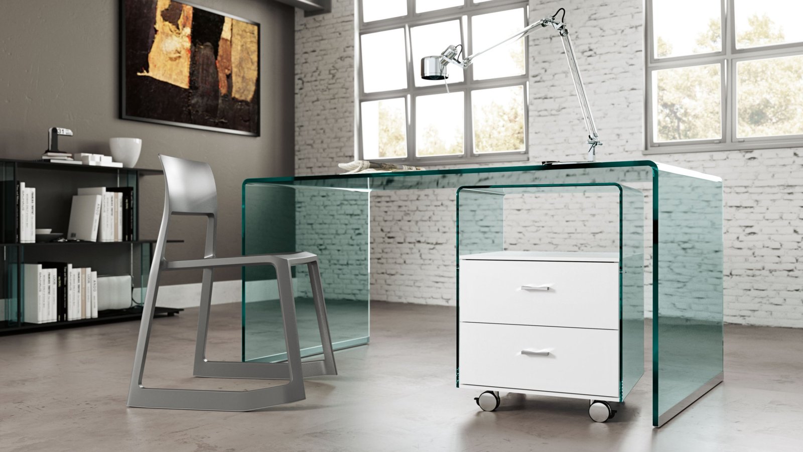 Bureau Rialto de FIAM Italia en verre courbé