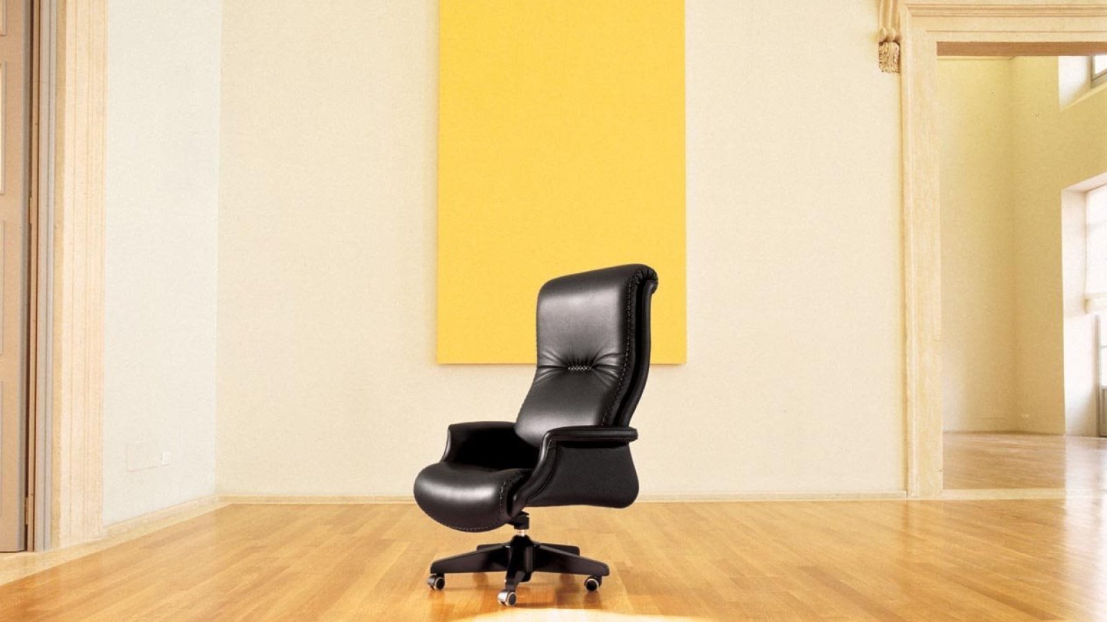Fauteuil de direction G7 de Mascheroni à dossier haut en cuir naturel