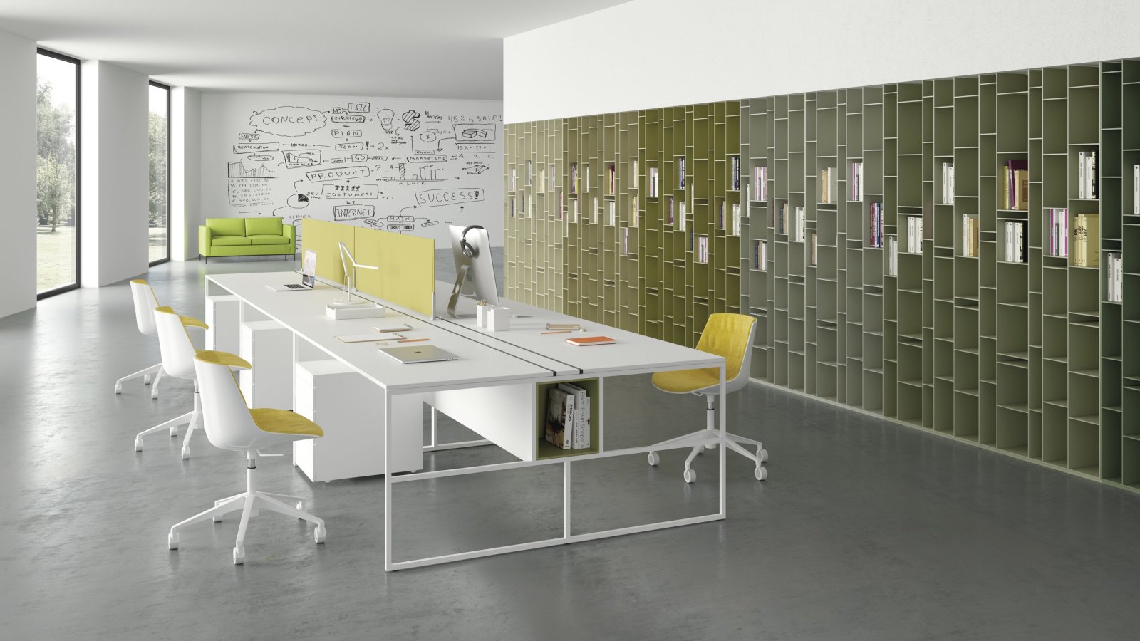Postes de travail 20.Venti de MDF Italia avec structure acier 20 x 20 mm