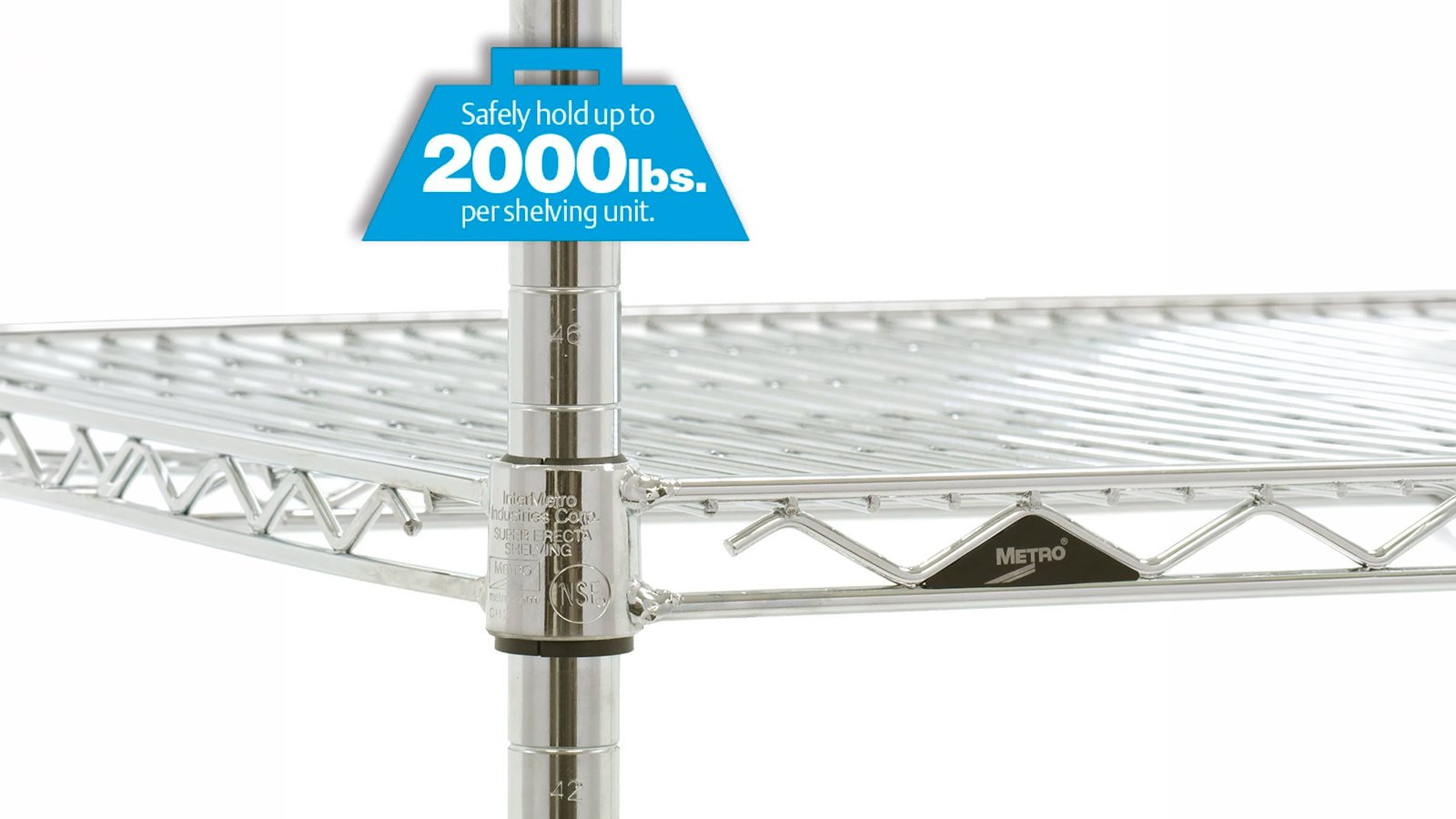 Étagère en fil d'acier chromé Super Erecta de Metro avec tablettes réglables