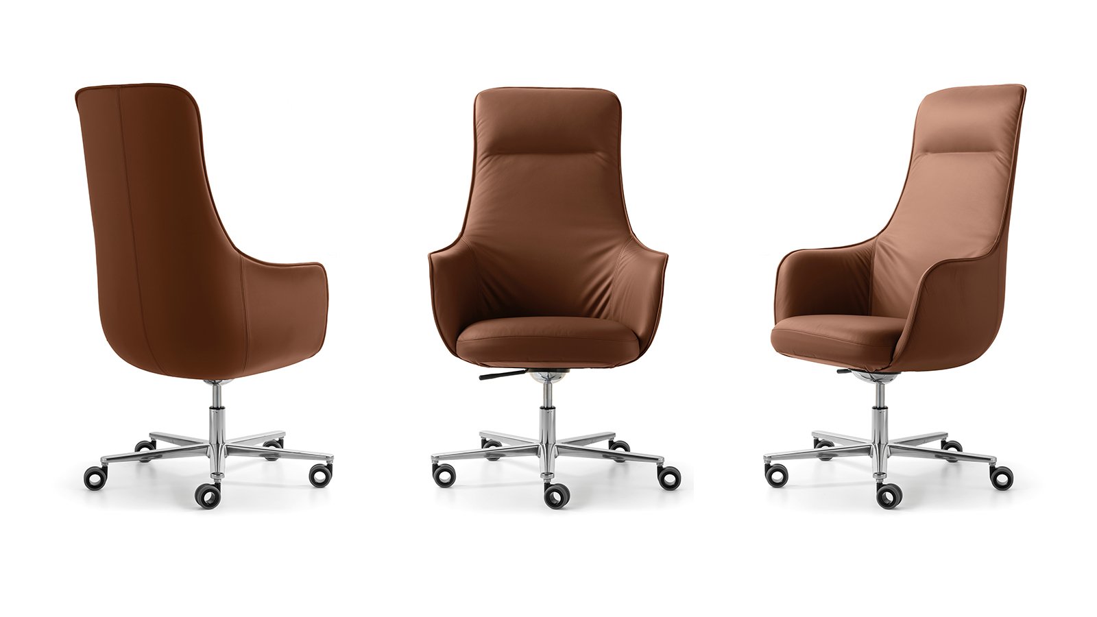 Fauteuil de direction Not Guilty de Quinti derrière un bureau en noyer