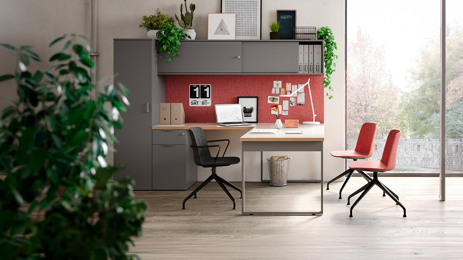 Passe-câble type Q en finition plateau sur une table Pigreco