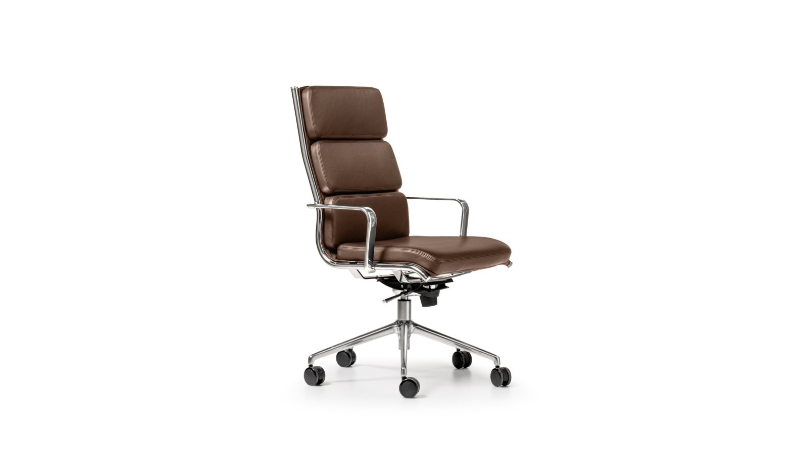 Fauteuil de direction The Season Comfort de Quinti en cuir noir, dossier haut sur roulettes