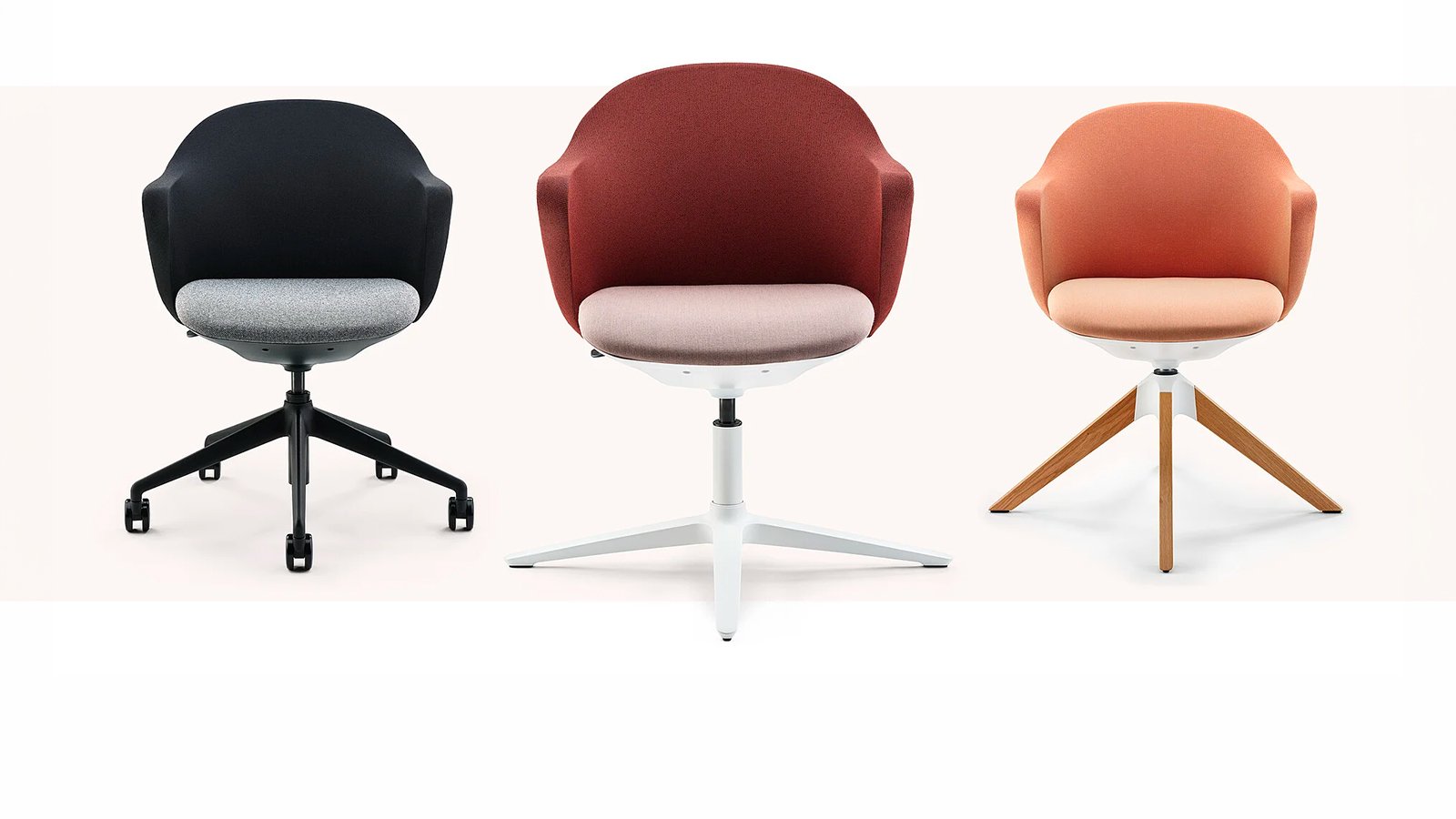 Siège pivotant se:flair de Sedus avec membrane bouclé ambre sur piètement aluminium blanc pur