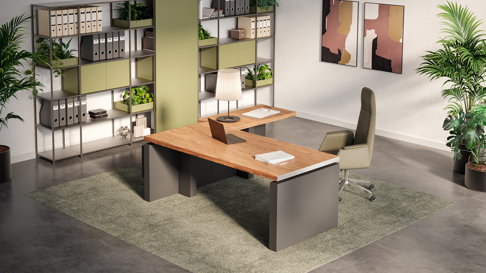 Bureau de direction X12 de Quadrifoglio au plateau noyer