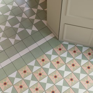 Mattonelle Margherita de Mutina, motifs mélangés au sol et au mur