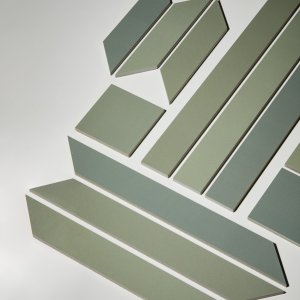 Détail des quinze nuances d'un carreau Mews couleur Pigeon
