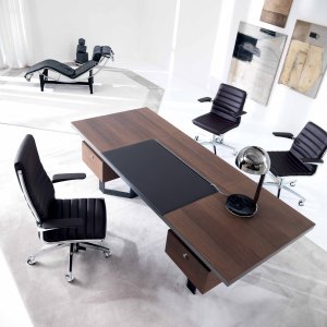 Table octogonale Lloyd avec plateau central en éco-cuir Brown