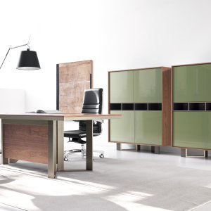 Palette de finitions Lloyd avec noyer eucalyptus couleurs FENIX et laques brillantes