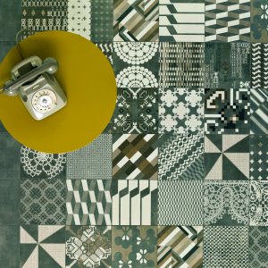 Détail du motif Azulej Trevo en grès Mutina
