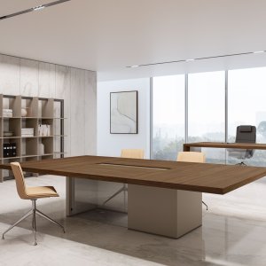 Buffet Bold58 aux éléments décalés et portes en verre fumé