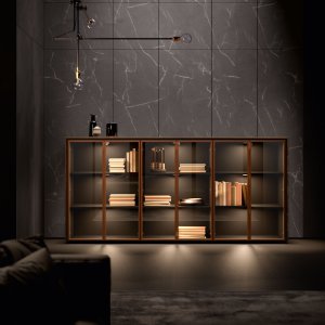 Meuble Frame de Bold58 avec porte en Laminam Noir Desir