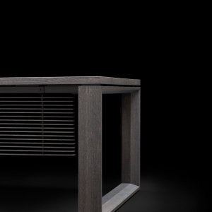 Pad de cuir coulissant du bureau Arche ouvert sur le compartiment