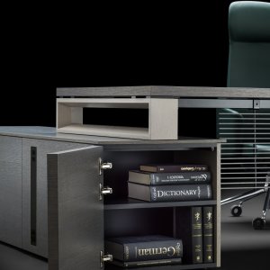 Bureau de direction avec Arche et mur d'armoires assorti