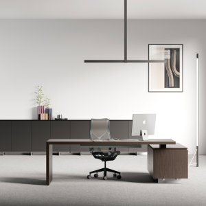 Bureau de direction contemporain Ar.tu avec plateau en porte-à-faux sur muret