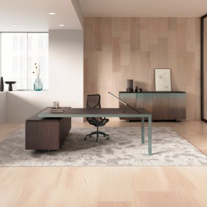 Bureau de direction Fattore Alpha d'Archiutti en chêne fumé et structure noire
