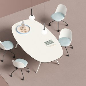 Bench de six du programme Lay avec lampe en MDF blanc
