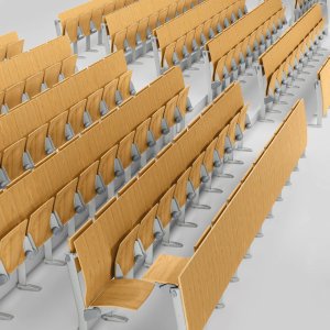 Mobilier universitaire Omnia Evolution dans un amphi en courbe