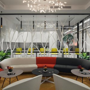 Canapé Arper Loop dans un espace collaboratif