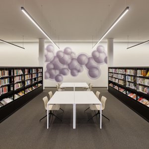 Version Office de la table Nuur avec deux trous passe-câbles