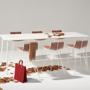 Chaise empilable Leaf d'Arper en fil d'acier laqué blanc
