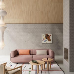 Pouf et dormeuse Shaal réunis dans un salon résidentiel