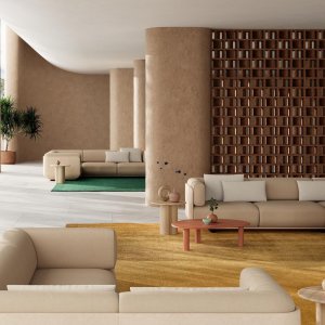Assise lounge Shaal dans un espace de coworking