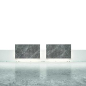 Détail du chanfrein de la vitrocéramique sur la banque Lux