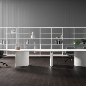 Table de réunion ronde Trilo de 160 cm de diamètre
