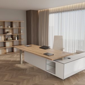 Cloud de Codutti : bureau de 200 × 100 cm avec plateau en bois