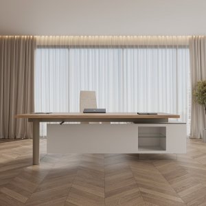 Bureau de direction moderne Cloud de Codutti avec plateau en verre trempé