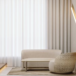 Table de réunion Codutti Ginza dans une salle ouverte sur le jardin