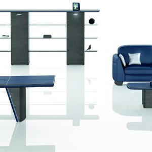 Plateau en trois secteurs de 60 mm à centre en cuir, bureau iSixty Codutti