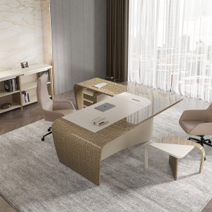 Bureau design Mithos de Codutti vu de trois quarts dans une direction