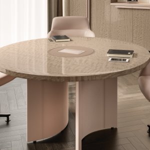 Armoire Codutti à portes en verre transparent et dessus en cuir