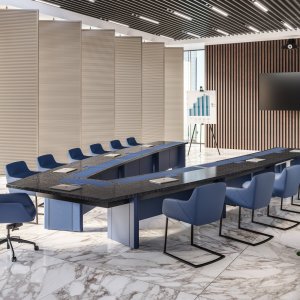 Meuble bar Mithos avec façades en cuir et tablette en verre
