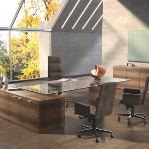 Plateau en cuir sellier avec coutures