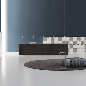 Qubo de DVO Office, module droit de 166 cm avec top d'accueil ton sur ton