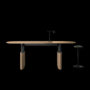 Plateau Eleva vu de dessus avec insert cuir et appareils connectés
