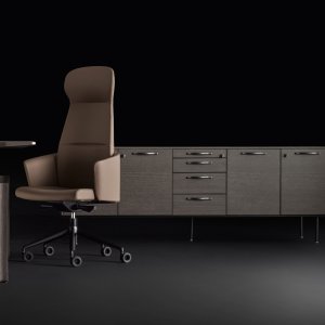 Bureau Eleva avec meuble de service et enfilade assortie en chêne