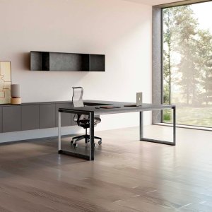 Portique en fer à profil L du bureau Ellan vu de côté
