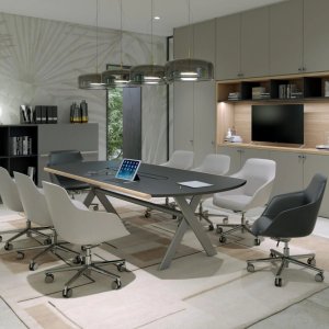Bureau Sant'Andrea en Eucalyptus avec meuble de service