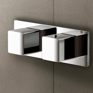 Composition de douche Mint avec pomme Acquafit, thermostatique trois sorties et set douchette