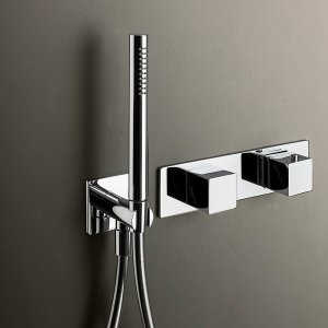 Mitigeur de lavabo mural Mint de Fantini en Matt Gun Metal PVD
